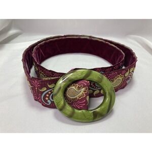 Trendy Women's Maroon Paisley Belt Velvet Lined 41.75” Total Length
